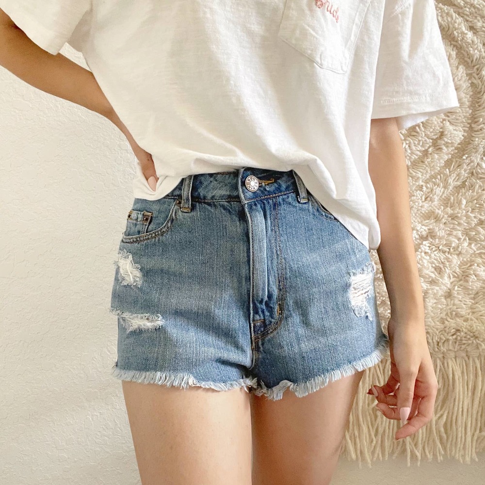 BDG Dree Highrise Cheeky Distressed Denim Shorts